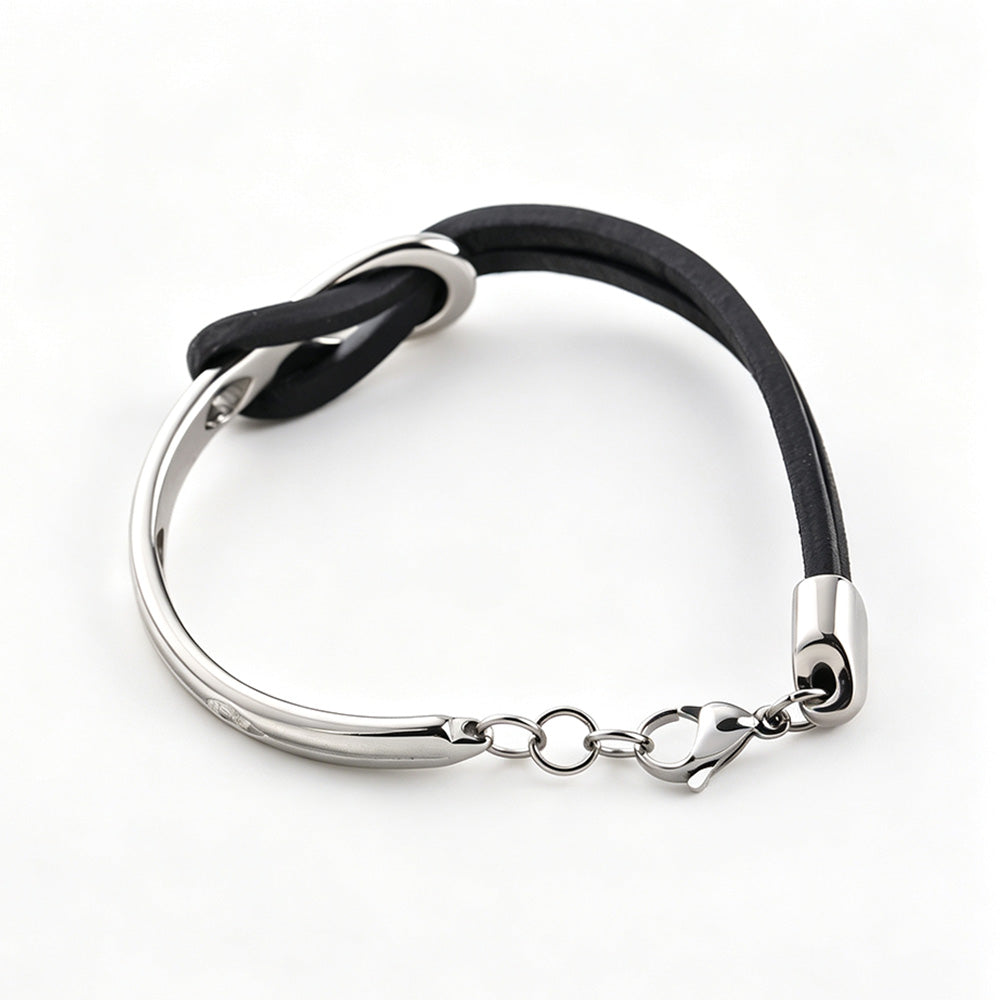 PU Leather Bracelet Geometric Stainless Steel Mens Bracelet