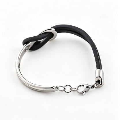 PU Leather Bracelet Geometric Stainless Steel Mens Bracelet
