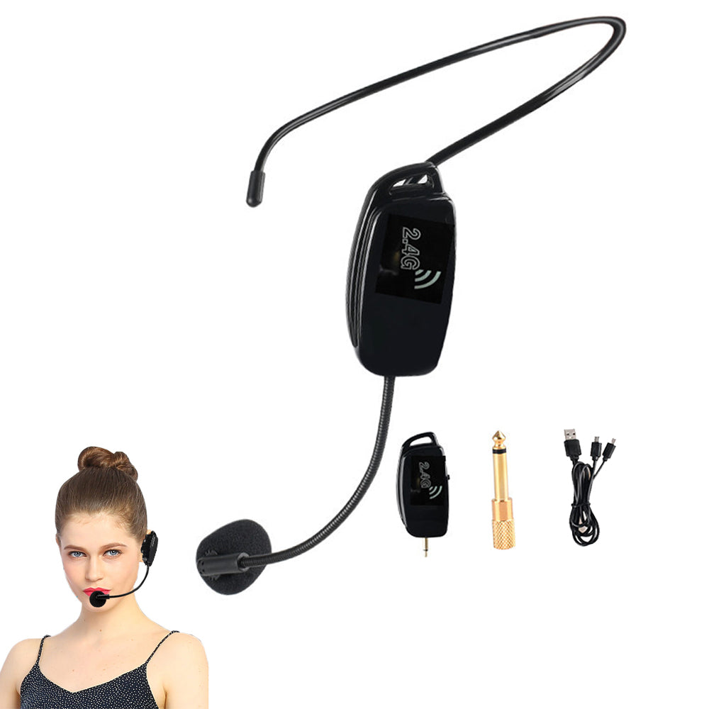 2.4G Wireless Microphone Headset 2-in-1 Hands-Free Mic Speakers