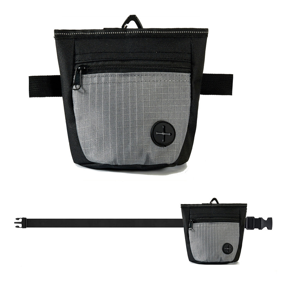 Hands-Free Dog Treat Pouch with Auto-Snap Closure Pet Snack Bag for Training Walking Black