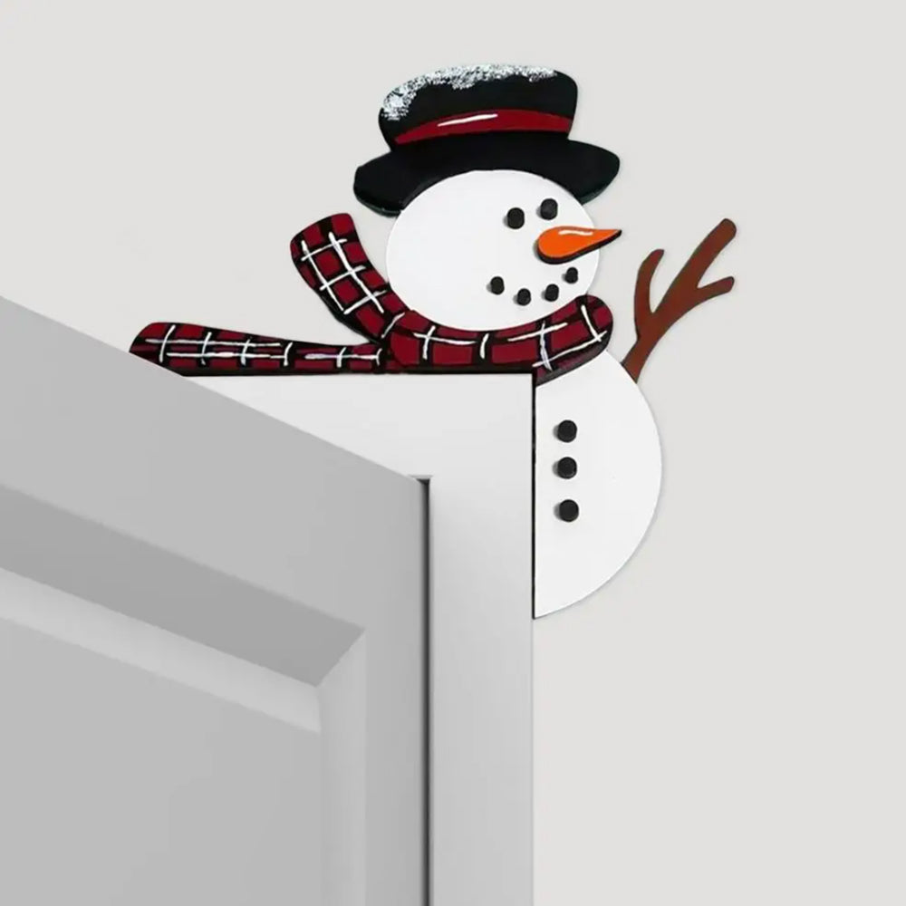 Christmas Door Topper Ornament Wooden Corner Door Frame Corner Sign Decorations Windows Walls DIY Craft Style 1