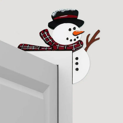Christmas Door Topper Ornament Wooden Corner Door Frame Corner Sign Decorations Windows Walls DIY Craft Style 1