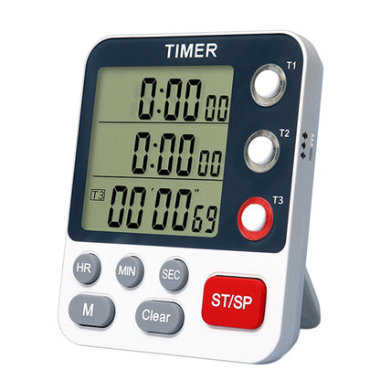 3-Channel Digital Kitchen Timer with Large Display & Loud Alarm