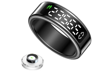 Smart Ring Health Tracker Waterproof Fitness Rings for Heart Rate Sleep-Black