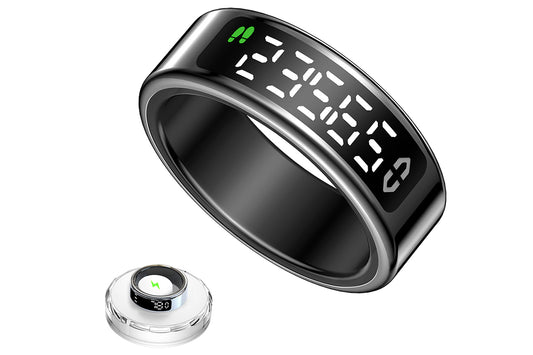 Smart Ring Health Tracker Waterproof Fitness Rings for Heart Rate Sleep-Black