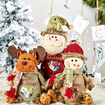 3 Pack Christmas Gift Bags with Zipper Burlap Candy Apple Pouch