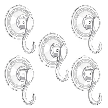5 Clear Suction Cup Christmas Wreath Hooks for Window and Tile Decor