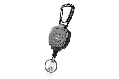 Heavy Duty Retractable ID Badge Holder Keychain Black and Grey