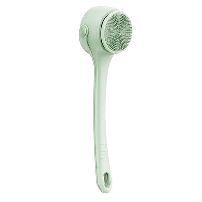 Electric Body Back Scrubber for Shower Dual Handle Bath Brush for Exfoliating Massage Green