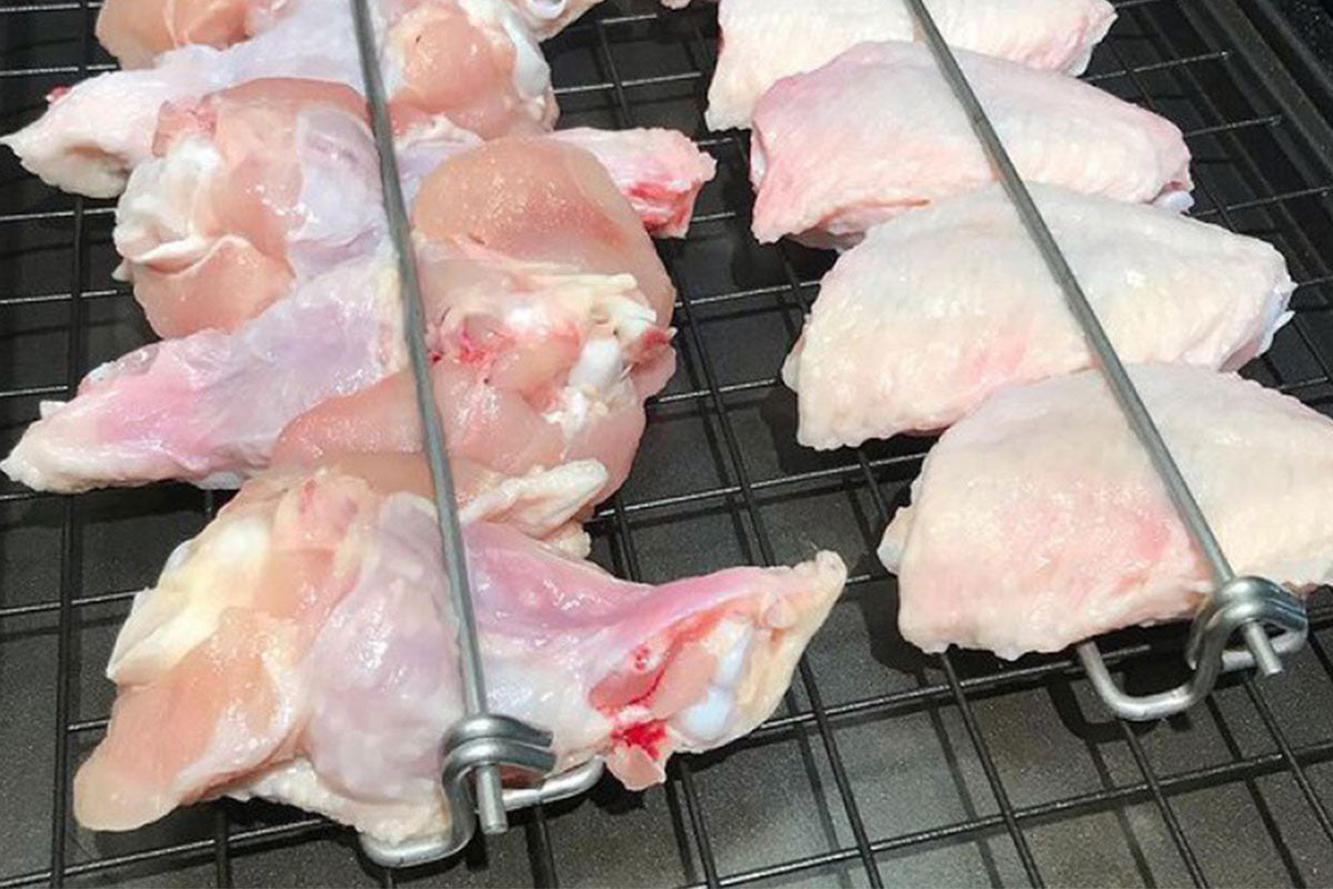 2Pcs Chicken Wing BBQ Fork Metal BBQ Grilling Fork Chicken Wing Grilling Rail