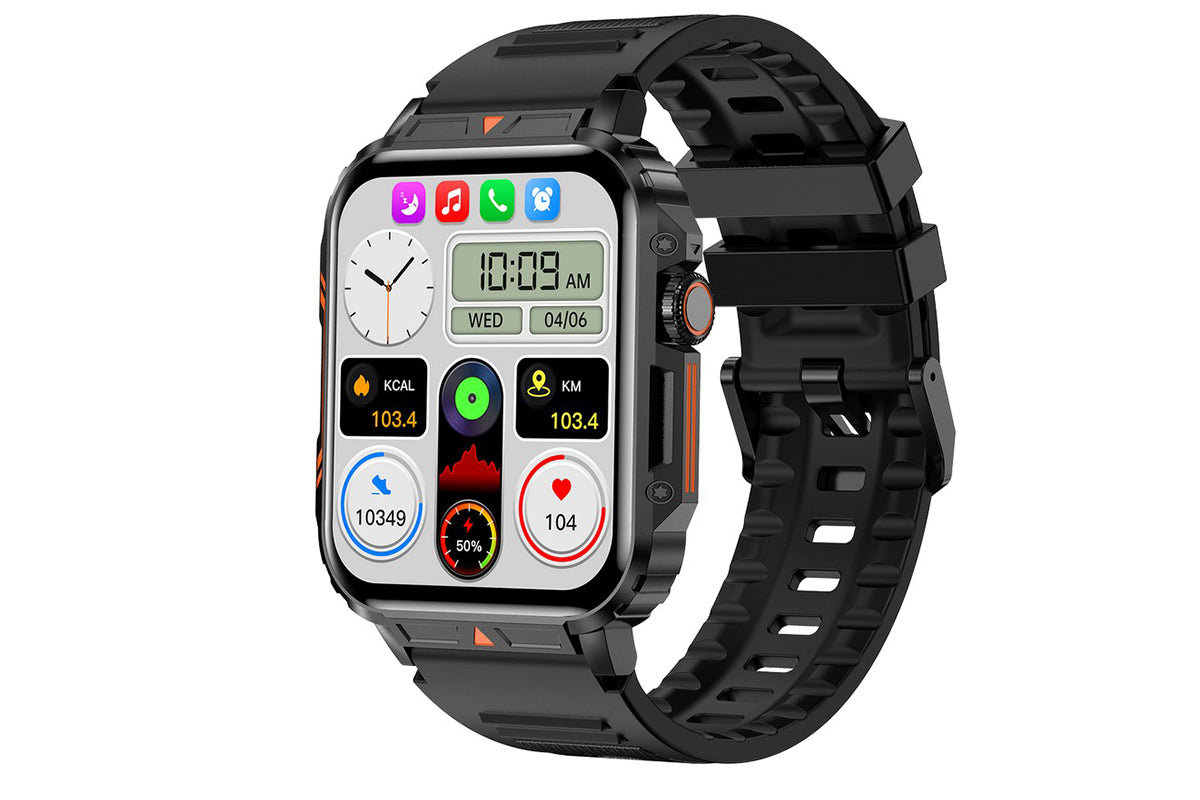 Military Smart Watch 1.95-Inch Fitness Tracker with Heart Rate Sleep Monitor 100 Sports Modes Activity Tracker-Black