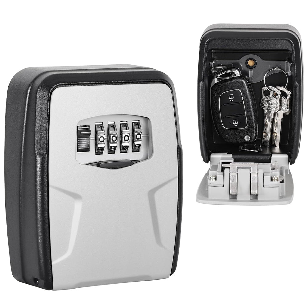 Wall Mount Key Lock Box for Outside House Key Safe Combination Lockbox with Resettable Code