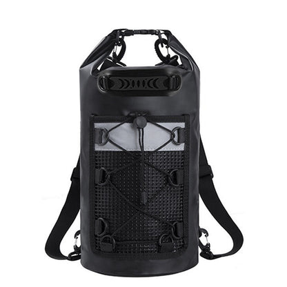 Roll-Top Backpack With Handle Dry Bag Outdoor Bag For Fishing Boating Camping-Black