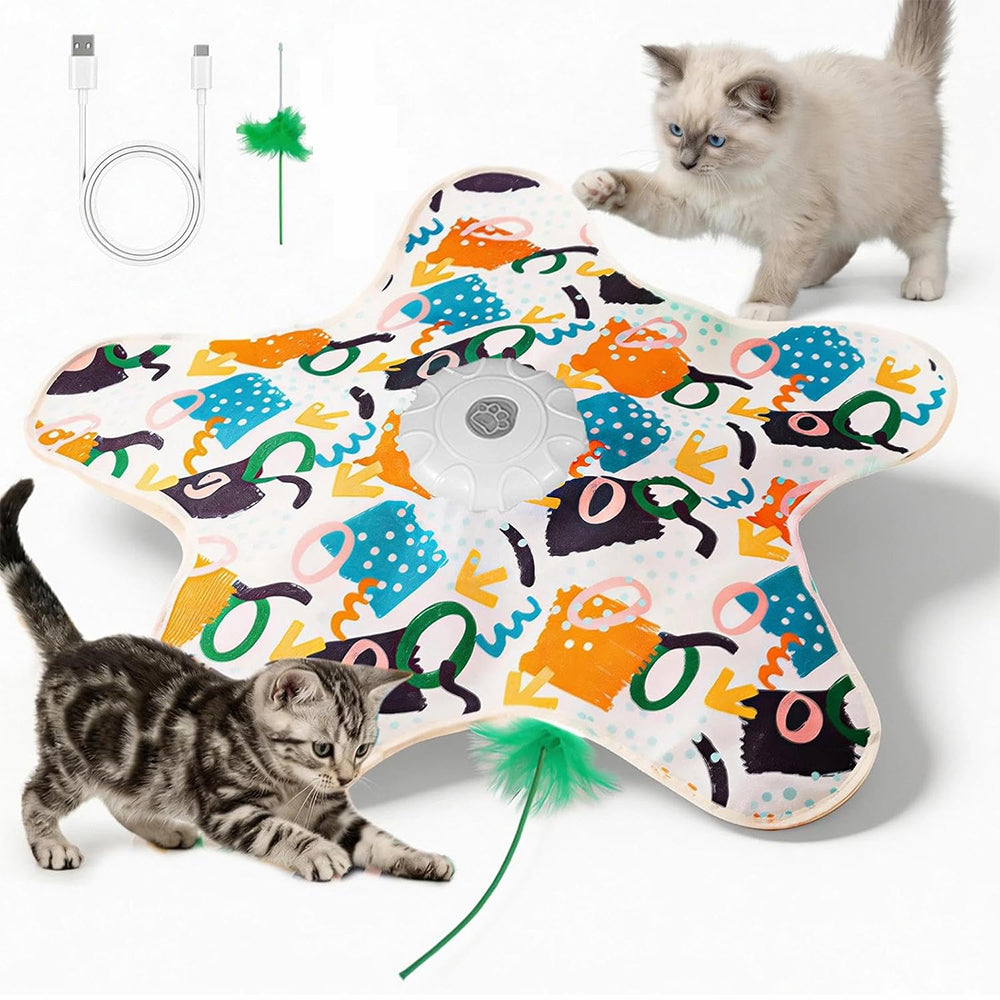Interactive Cat Toy with Hide and Seek Feather-Orange