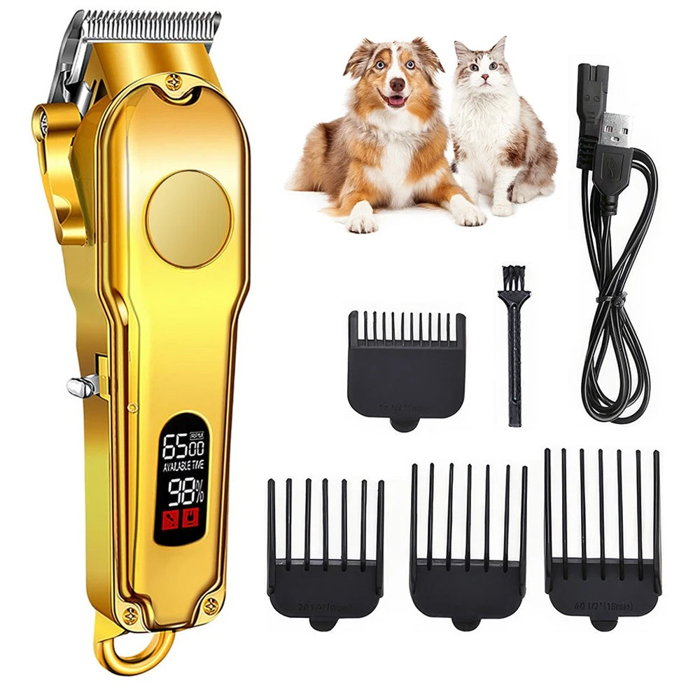 Cat Dog Pet Clippers Hair Electric Clipper Grooming Trimmer Shaver - Gold