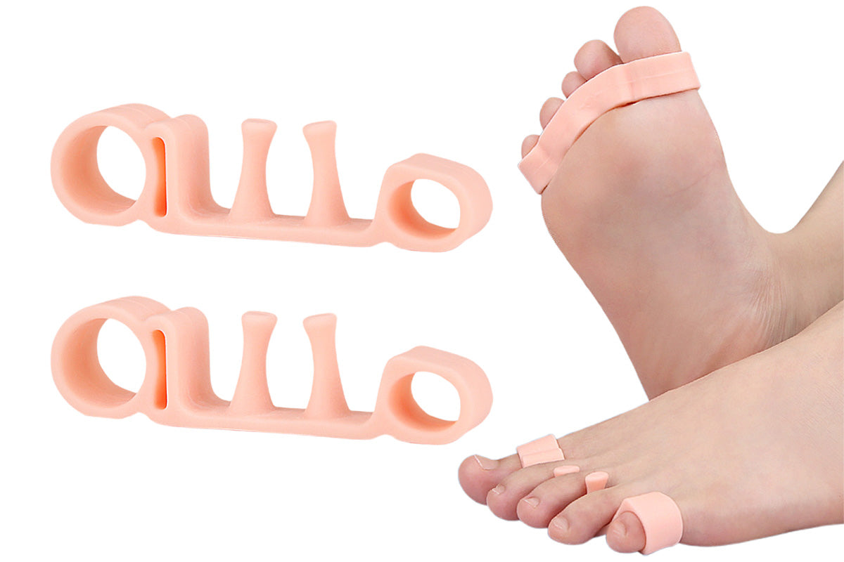 2 Pairs Five-Hole Toe Separators Bunion Corrector Pads for Foot Alignment and Pressure Relief-Nude