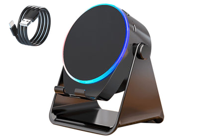 4 in 1 Wireless Speaker Bluetooth Speaker with 360 Adjustable Phone Holder-Black