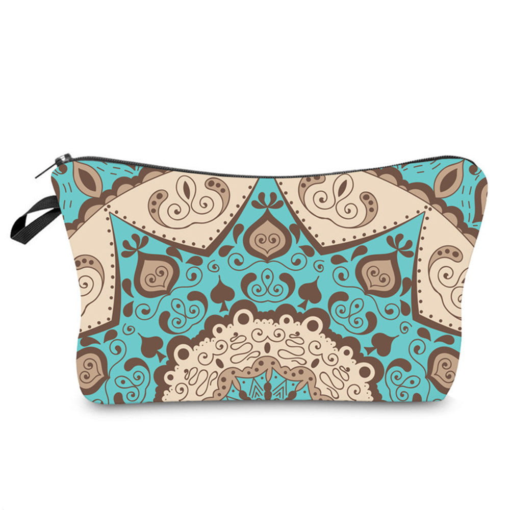 Mandala Printed Cosmetic Bag Makeup Bag-Green