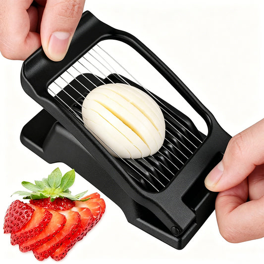 Aluminum Alloy Egg Slicer for Hard Boiled Eggs Strawberry Slicer for Sandwiches-Black