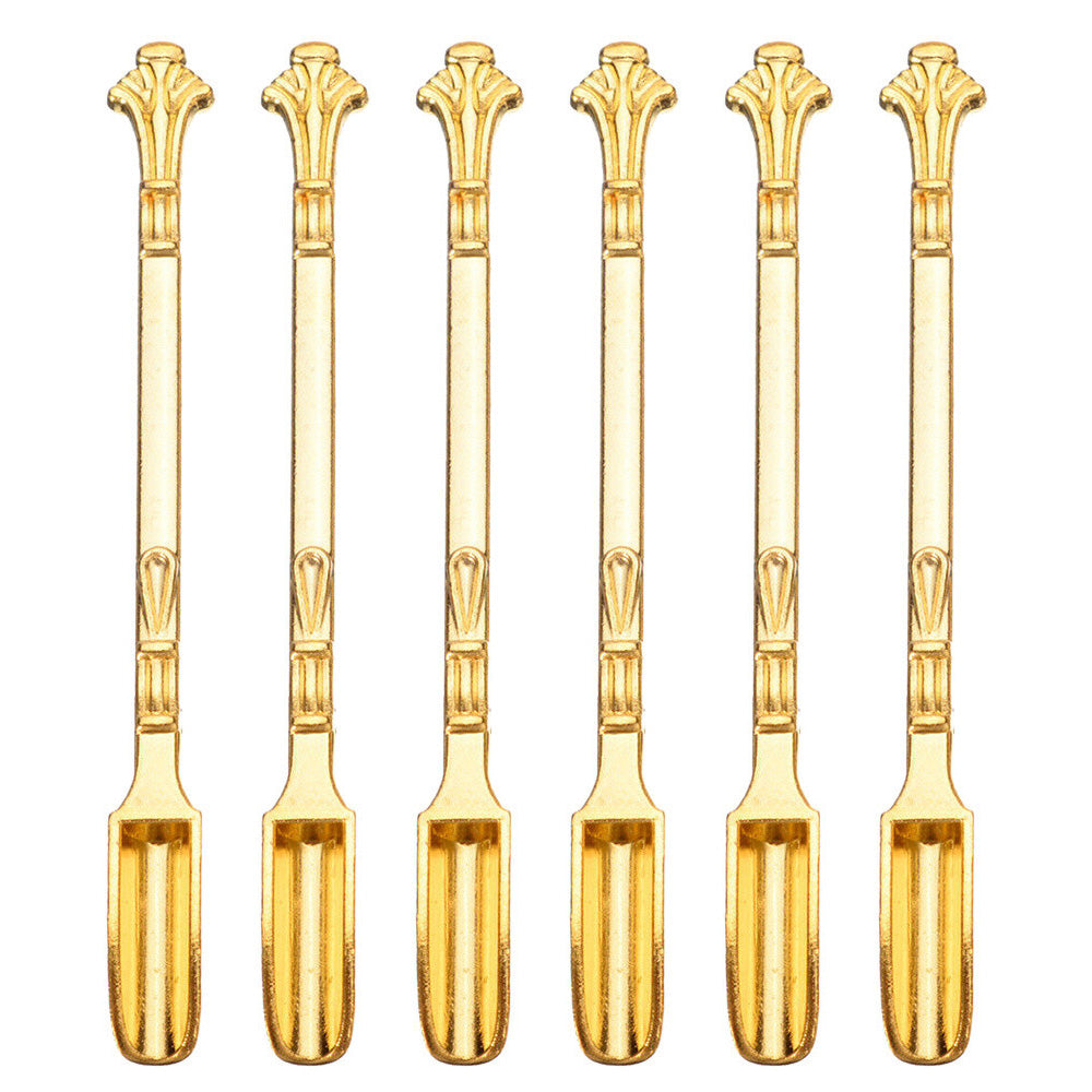 6Pcs Mini Metal Scoop Small Sampling Spoon for Spice Coffee-Gold