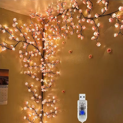 Flexible Cherry Blossom Tree Vine Light 8 Modes USB String Light