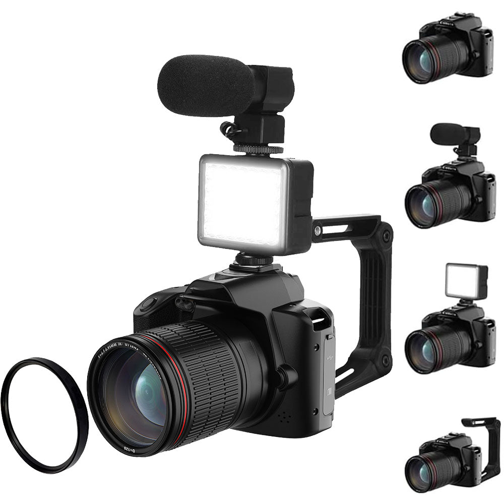 4K 64MP WiFi Dual Lens Digital Camera with Night Vision- Black