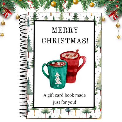 38 Sheets Christmas Gift Card Book Coil Bound Card Holder - Red and Green