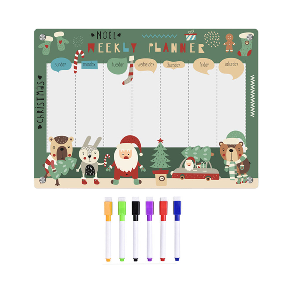 Magnetic Dry Erase Weekly Calendar for Fridge Erasable Acrylic Whiteboard Planner Schedule Board with 6 Pens