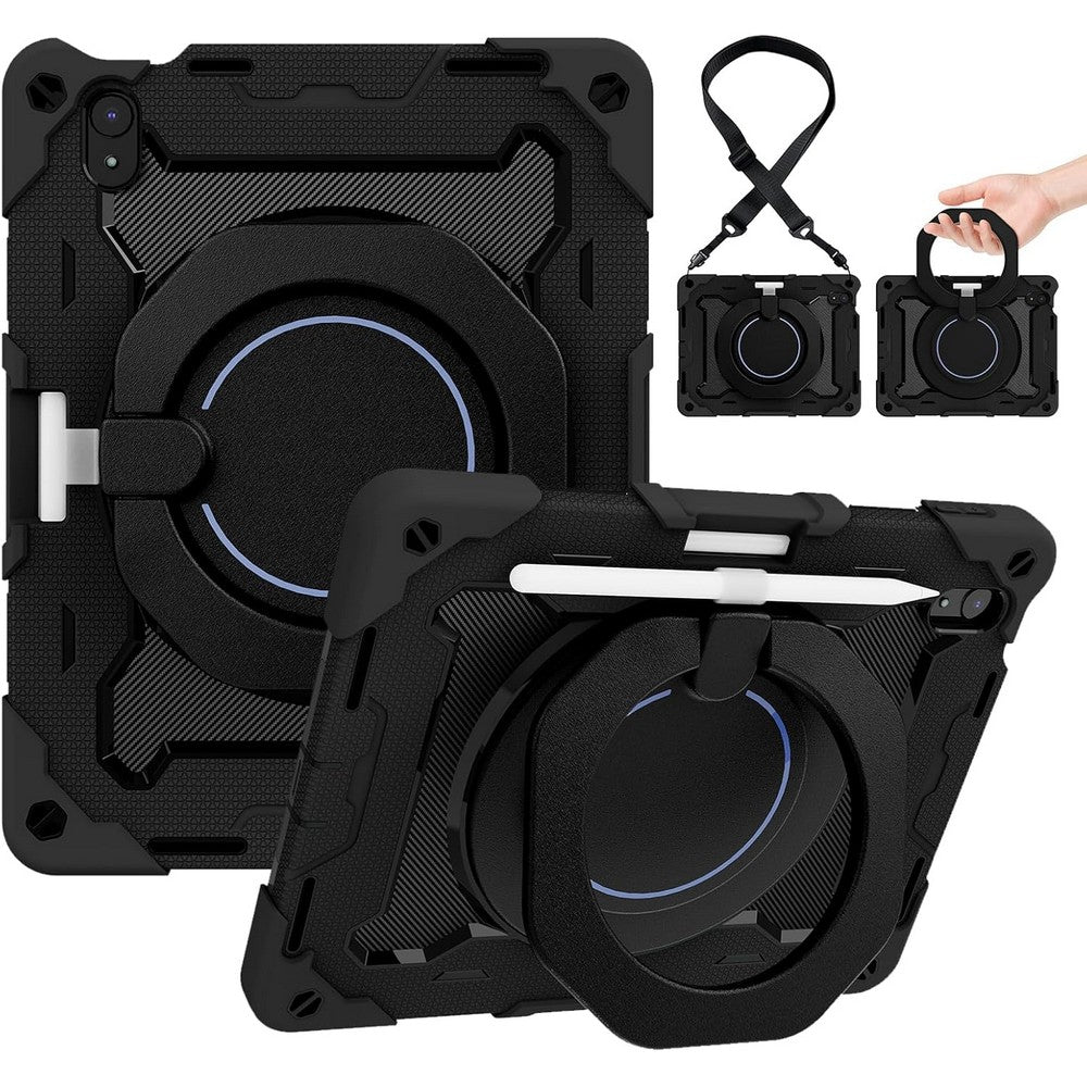 Shockproof Rugged Protective Case with Pencil Holder for iPad Air 6 Pro 11-Black