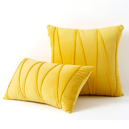 2PCS Velvet Stripe Cushion Covers Decorative Throw Pillow Cases for Sofa & Home Decor Yellow