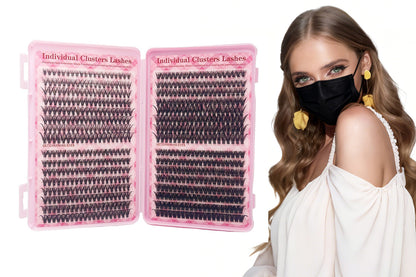 640Pcs Lash Clusters Kit Eyelashes Clusters Kit D Curl Fluffy Wispy False Eyelashes