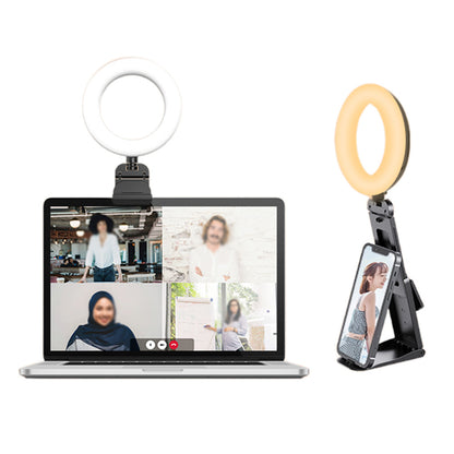 Ring Light with Stand for Desk Clip On LED Selfie Light Desktop for Zoom Meeting