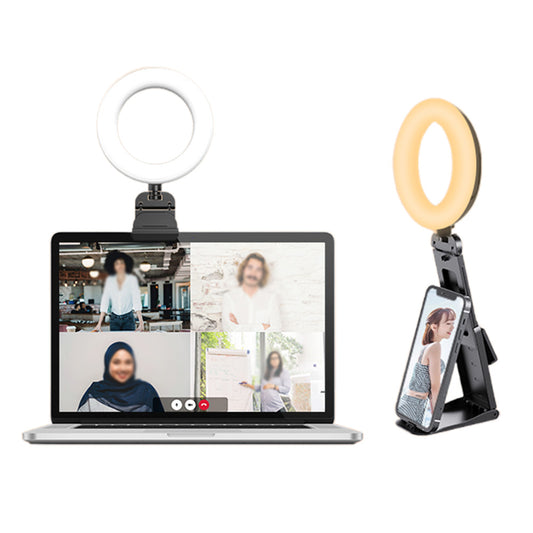 Ring Light with Stand for Desk Clip On LED Selfie Light Desktop for Zoom Meeting