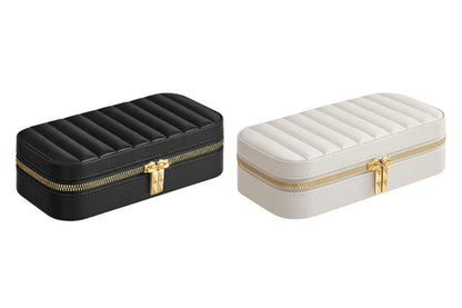 2Pcs Travel Jewelry Case Jewelry Box Organizer With Mirror Display Case Storage-Each of Color