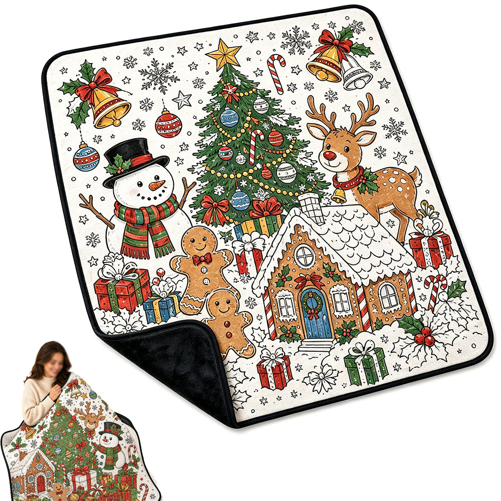 DIY Coloring Graffiti Christmas Blanket Drawing Blanket for Adults - Style1