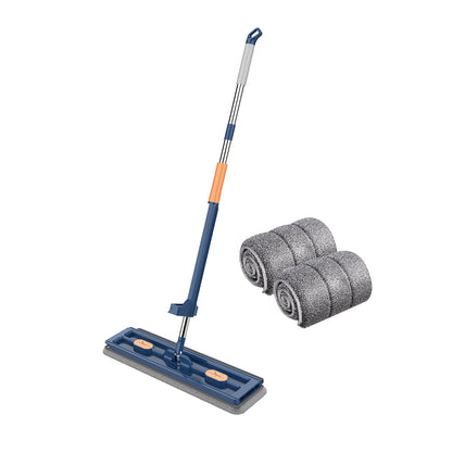 360 Degree Rotatable Flat Mop Adjustable Mop with 2 Replacement Pads Blue