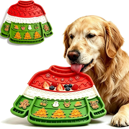 Christmas Pet Silicone Licking Mat with Suction Cups - Green