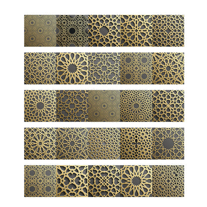 5Pcs Vintage Patterns Wall Stickers Water Resistant Wallpaper Removable Decal for Kitchen Bathroom