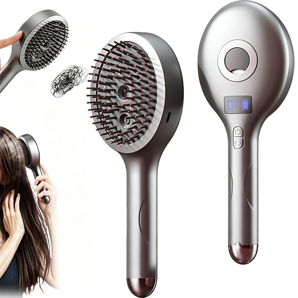 3 in 1 Electric Spray Hair Comb with Mist Function-Grey