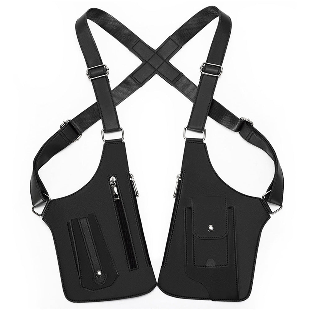 Outdoor Double Shoulder Armpit Bag with Multiple Pockets-Black