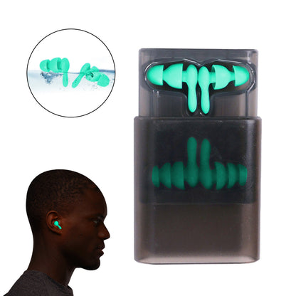 Set of 2 Pairs of Silicone Noise Reduction Earplugs Swimming Sleeping Hearing Protection Earplug Green
