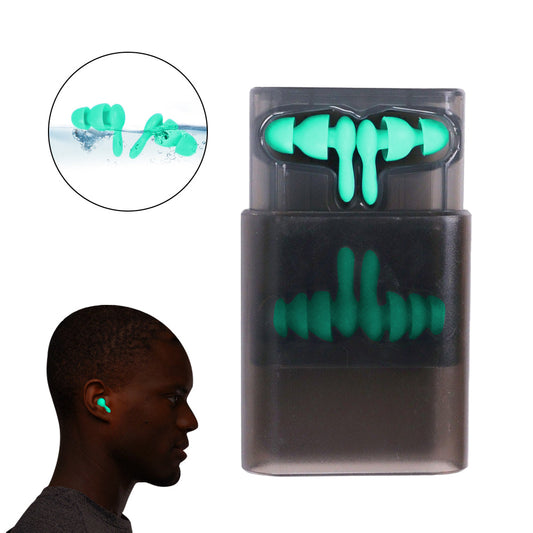 Set of 2 Pairs of Silicone Noise Reduction Earplugs Swimming Sleeping Hearing Protection Earplug Green