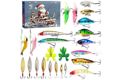 Fishing Lure Advent Calendar Christmas Countdown 24 Days Fishing Baits Set for Fishing Lover-Style 1