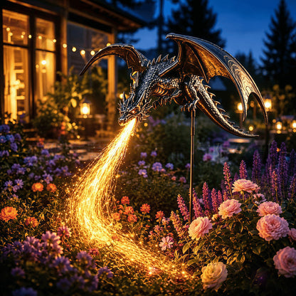 Solar Fire Breathing Dragon Garden Light Resin Solar Dragon Light