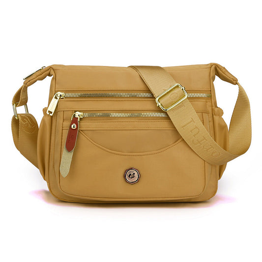 Multi-Pocket Crossbody Bag for Women Water Resistant Nylon Shoulder Messenger Bag Trendy Pocketbooks Gold