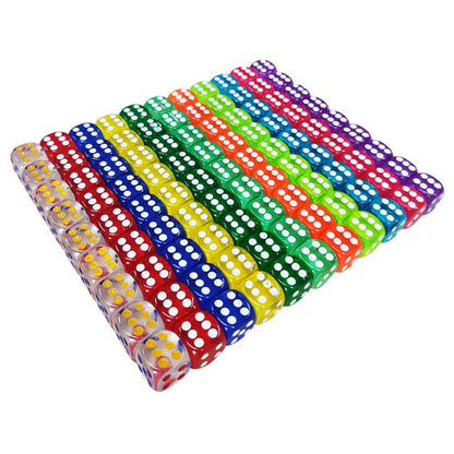 100PCS 14mm 6-Sided Colored Dice Set Bulk Game Dices for Board Games