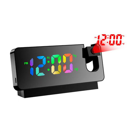 LED Digital Smart Alarm Clock with Time & Temperature Projection LCD Display Black