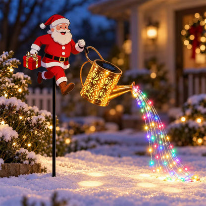 3D Solar Santa Watering Can LED Christmas Garden Stake Light