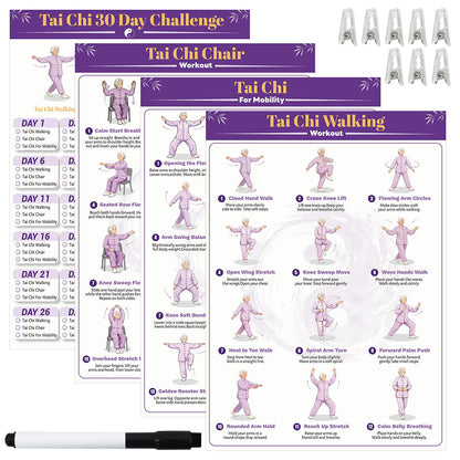 4 Pack 21x30cm Tai Chi Yoga Exercise Posters