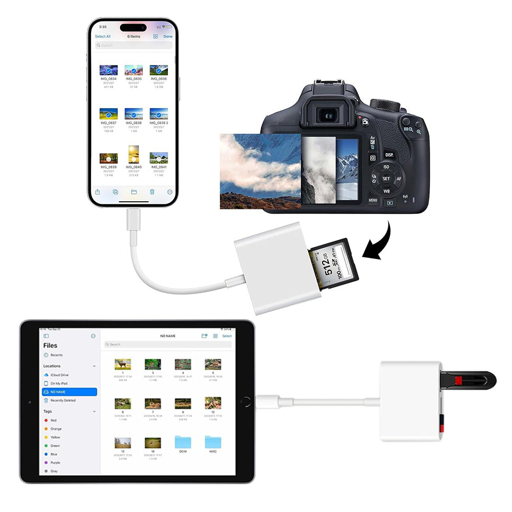 SD TF Card Reader Memory Card Reader with USB Camera Adapter Plug and Play Adapter for Android Type-C Phone